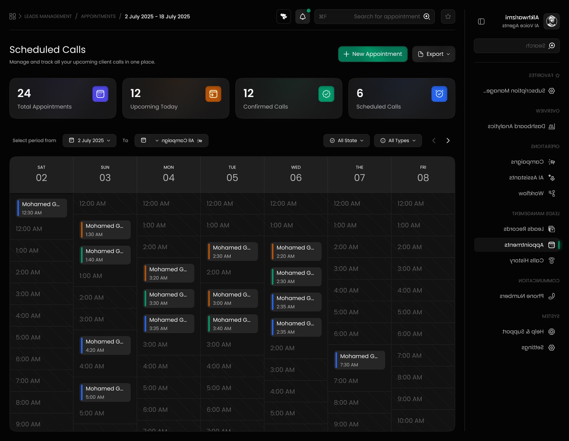 Appointments Dashboard