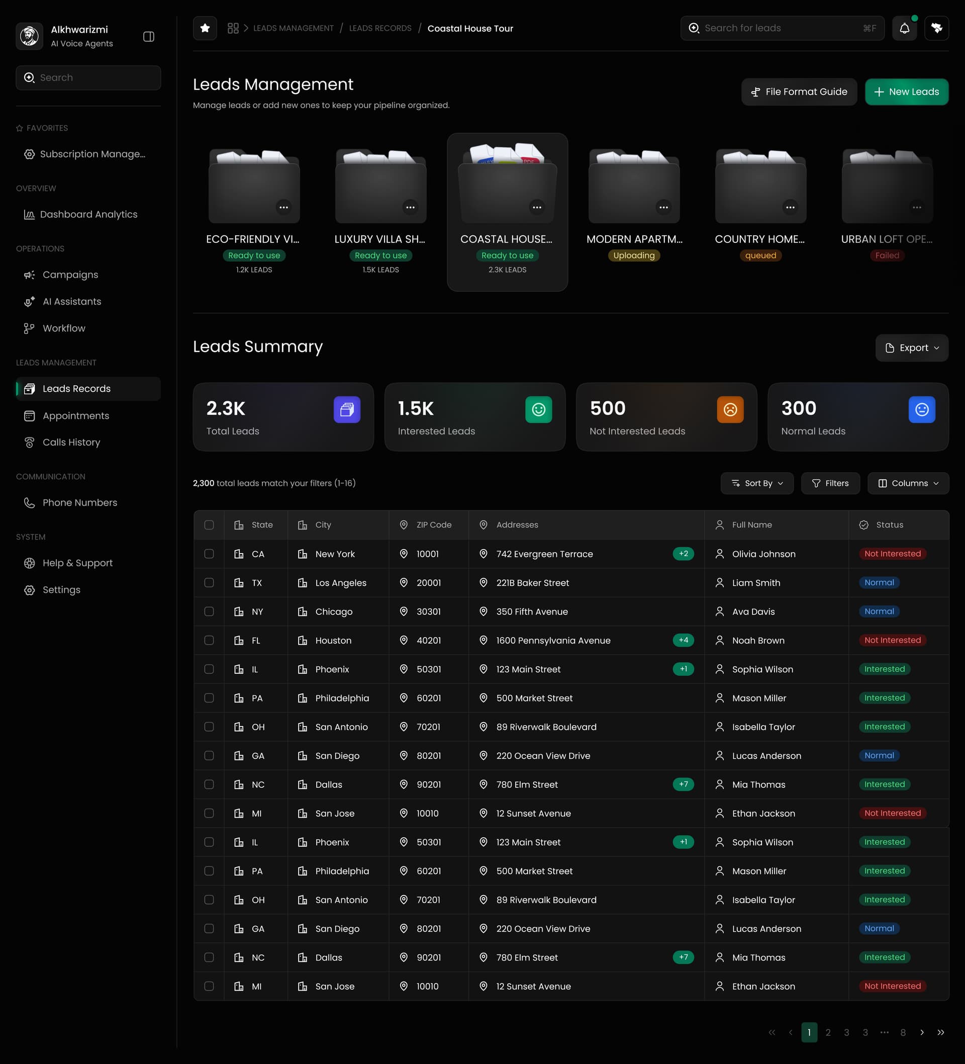 Leads Records Dashboard
